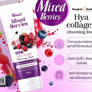 Civic Mixed Berries HYA Collagen Cleansing Foam- 180g-Brightening & Collagen Boost Face Wash 180ml