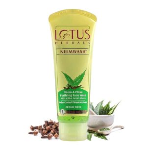 Lotus Herbals Neemwash Neem & Clove Purifying Face Wash with active neem slices Size: 80ml