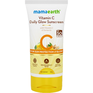 Mamaearth Vitamin C Daily Glow Sunscreen With Vitamin C and Turmeric for Sun Protection and Glow 50 gm
